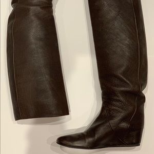 LANVIN Brown Hidden Wedge Boots Size IT 37.5 US 7